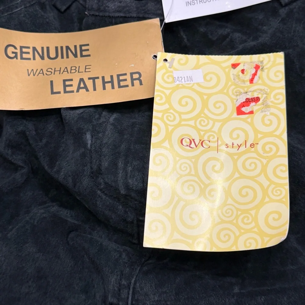VTG Denim‎ & Co Leather Suede Black Skirt 3 Pockets Midi NWT 90s Biker Medium